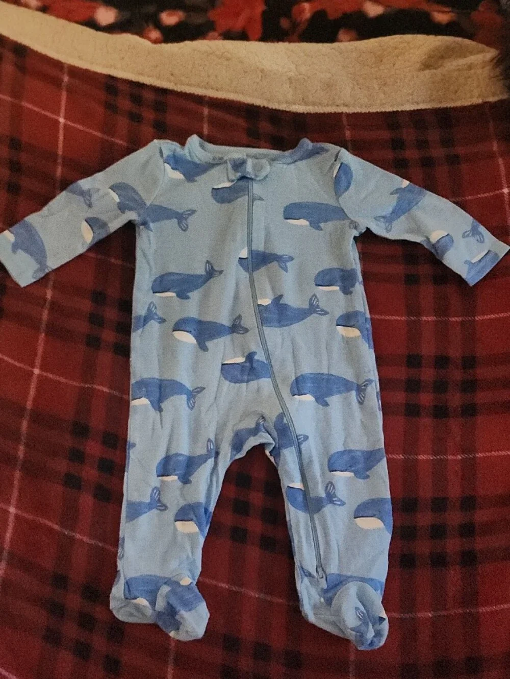 Carter's Blue & Navy Striped Zip Footed One-Piece Pajamas Set